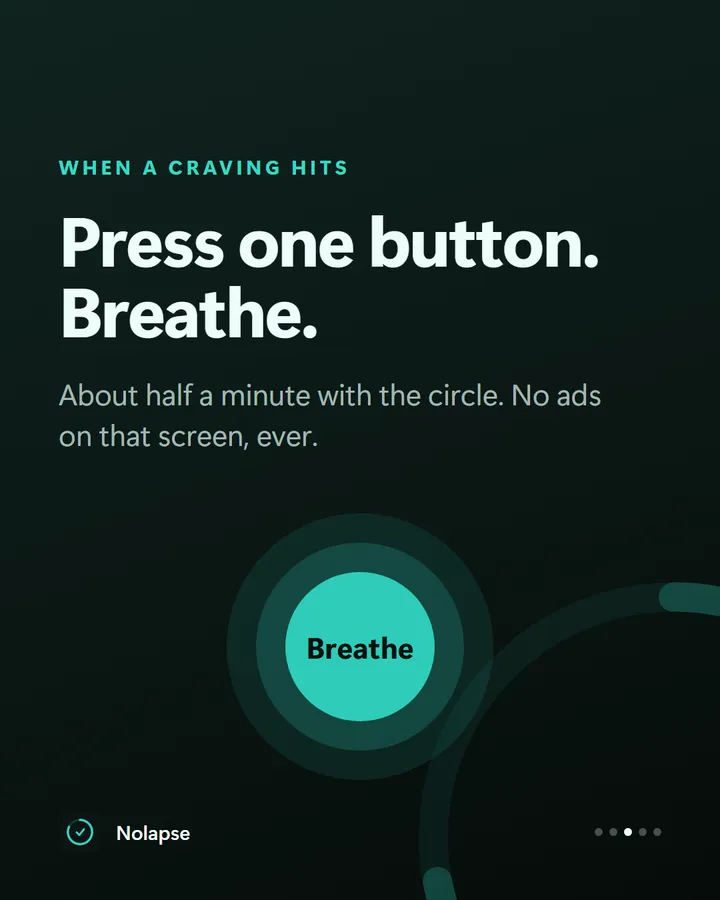 Nolapse preview: press one button and breathe with the circle when a craving hits
