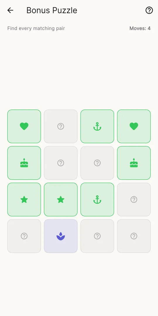 Witloop Memory Match bonus round with matched pairs of cards